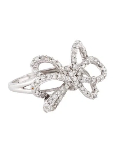 Pre-owned Ring 14k Diamond Thin Bow  In Multi