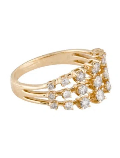Pre-owned Ring 14k Diamond Three-row Band In Multi