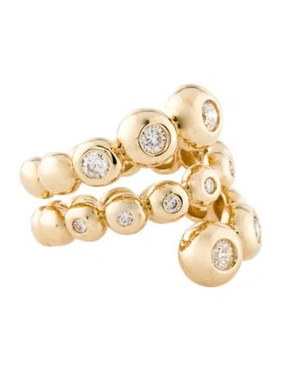 Pre-owned Ring 14k Diamond Three-row Bypass Band  In Multi
