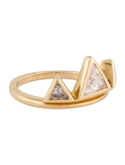 Pre-owned Ring 14k Diamond Three-stone Cocktail  In Multi