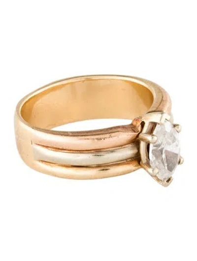 Pre-owned Ring 14k Diamond Tricolor Cocktail  In Multi