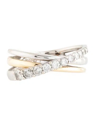 Pre-owned Ring 14k Diamond Triple Band  In Multicolor