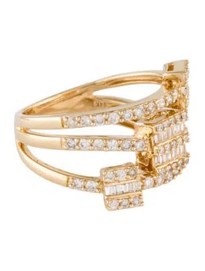 Pre-owned Ring 14k Diamond Triple Row Cluster  In Multi