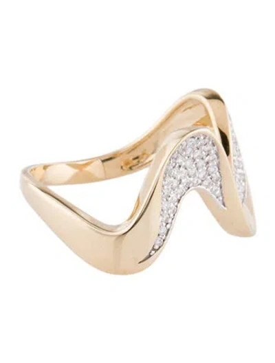 Pre-owned Ring 14k Diamond Wavy Band In Multi