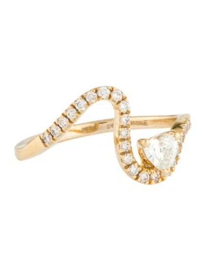 Pre-owned Ring 14k Diamond Wavy Band In Multi