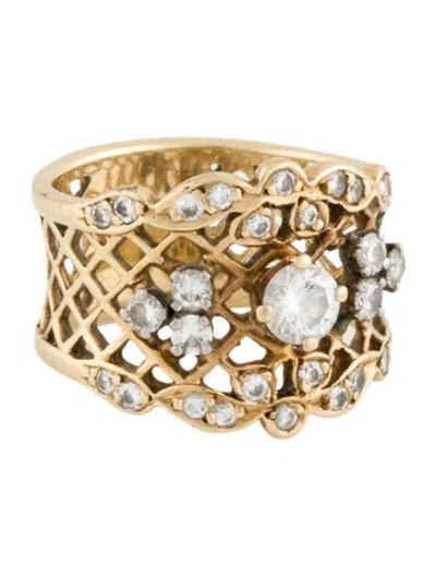 Pre-owned Ring 14k Diamond Wide  In Multi