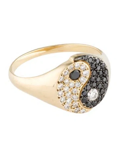 Pre-owned Ring 14k Diamond Yin-yang Signet  In Multi