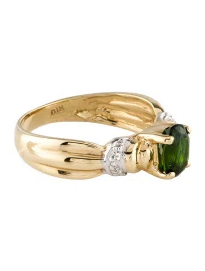 Pre-owned Ring 14k Diopside & Diamond Cocktail  In Multi
