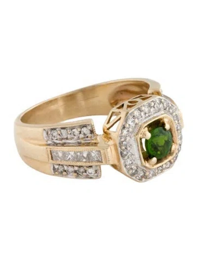 Pre-owned Ring 14k Diopside & Diamond Cocktail  In Multicolor
