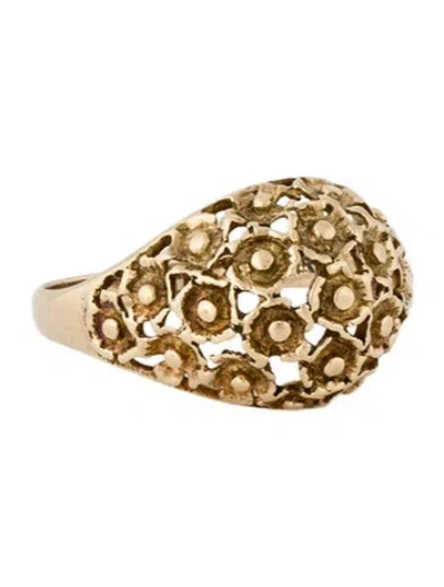 Pre-owned Ring 14k Domed Flower Cocktail  In Multicolor