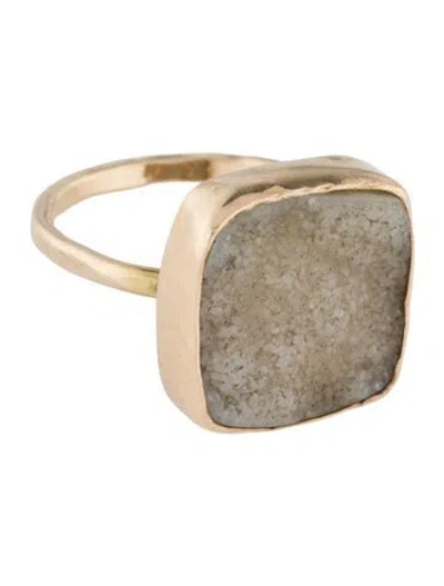 Pre-owned Ring 14k Druzy Quartz Cocktail  In Multi
