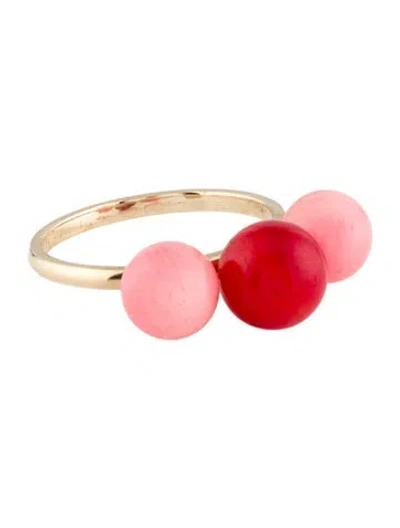 Pre-owned Ring 14k Dyed Coral & Coral Cocktail  In Multi
