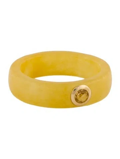 Pre-owned Ring 14k Dyed Jadeite & Citrine Band In Multi