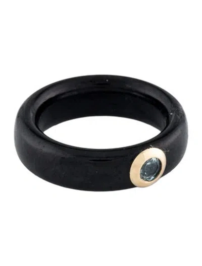 Pre-owned Ring 14k Dyed Jadeite & Topaz Band In Multi