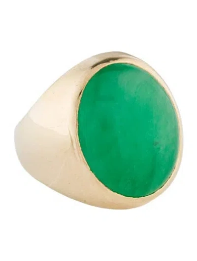 Pre-owned Ring 14k Dyed Jadeite Cocktail  In Multi