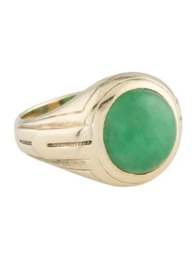 Pre-owned Ring 14k Dyed Jadite Signet  In Multicolor
