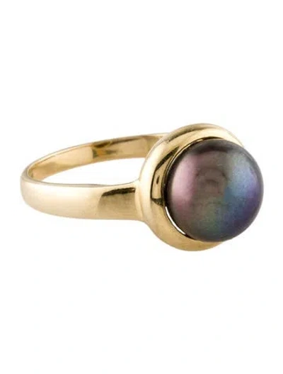 Pre-owned Ring 14k Dyed Pearl Cocktail  In Multi