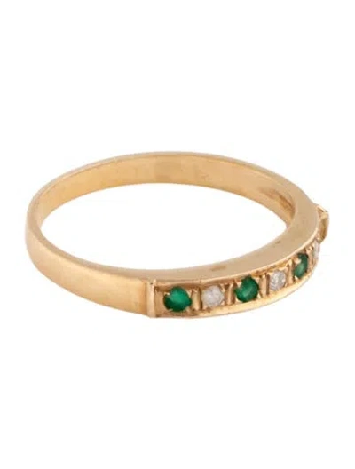 Pre-owned Ring 14k Emerald & Diamond Band In Multicolor