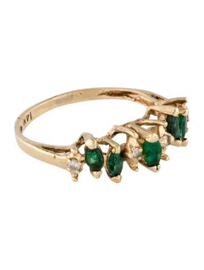 Pre-owned Ring 14k Emerald & Diamond Band  In Multi