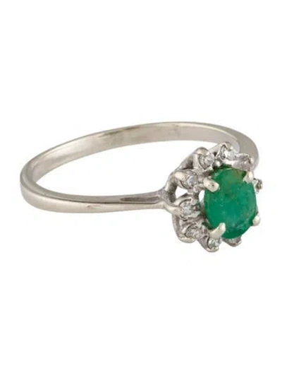 Pre-owned Ring 14k Emerald & Diamond Cocktail  In Multi