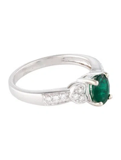 Pre-owned Ring 14k Emerald & Diamond Cocktail  In Multi