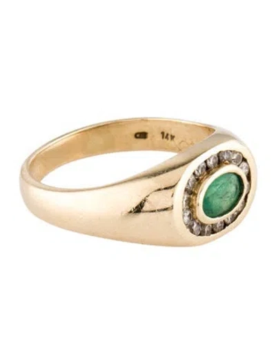 Pre-owned Ring 14k Emerald & Diamond Cocktail  In Multi