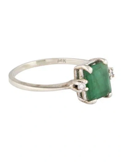 Pre-owned Ring 14k Emerald & Diamond Cocktail  In Multi