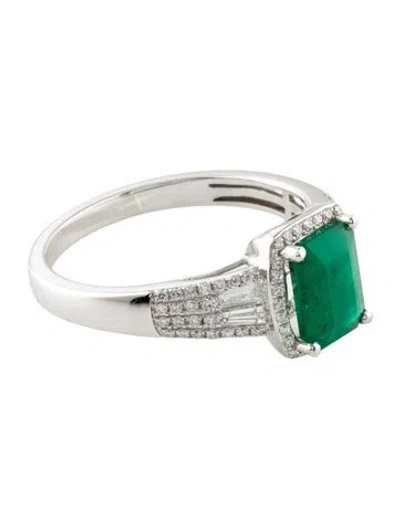 Pre-owned Ring 14k Emerald & Diamond Cocktail  In Multi