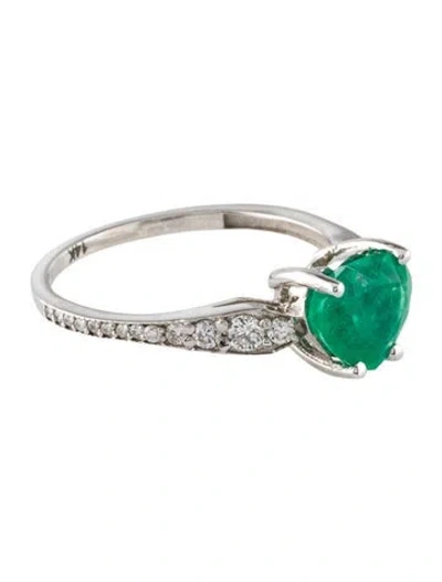 Pre-owned Ring 14k Emerald & Diamond Cocktail  In Multi