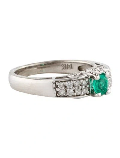 Pre-owned Ring 14k Emerald & Diamond Cocktail  In Multi