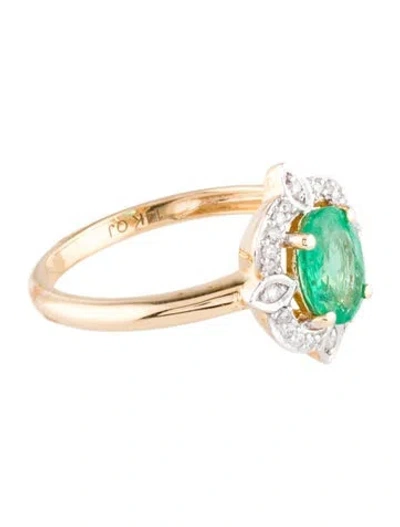 Pre-owned Ring 14k Emerald & Diamond Cocktail  In Multi