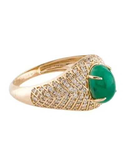 Pre-owned Ring 14k Emerald & Diamond Cocktail  In Multi