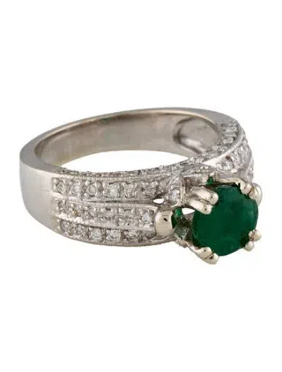 Pre-owned Ring 14k Emerald & Diamond Cocktail  In Multi