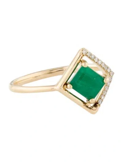 Pre-owned Ring 14k Emerald & Diamond Cocktail  In Multi