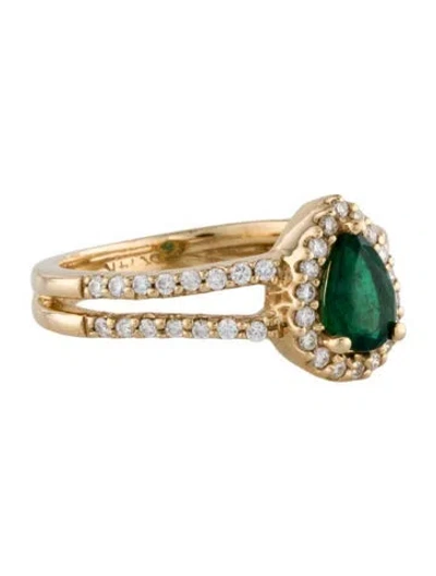 Pre-owned Ring 14k Emerald & Diamond Cocktail  In Multi