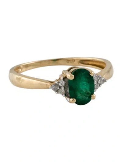 Pre-owned Ring 14k Emerald & Diamond Cocktail  In Multi