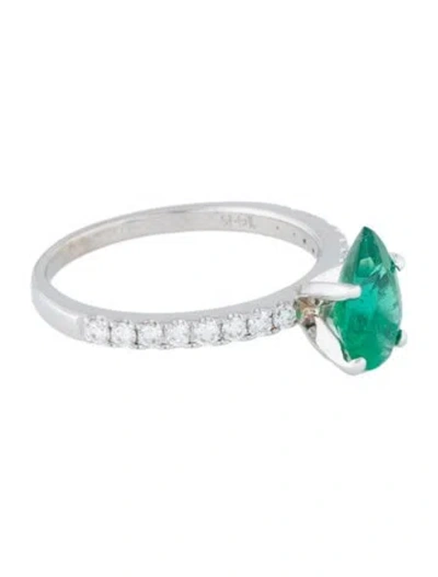 Pre-owned Ring 14k Emerald & Diamond Cocktail  In Multi