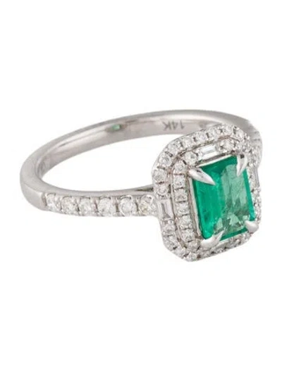 Pre-owned Ring 14k Emerald & Diamond Cocktail  In Multi