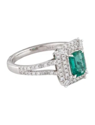 Pre-owned Ring 14k Emerald & Diamond Cocktail  In Multi