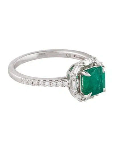 Pre-owned Ring 14k Emerald & Diamond Cocktail  In Multi