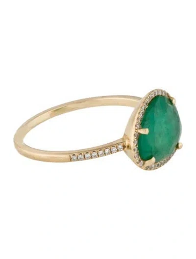 Pre-owned Ring 14k Emerald & Diamond Cocktail  In Multi