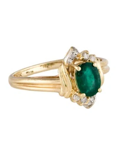 Pre-owned Ring 14k Emerald & Diamond Cocktail  In Multi