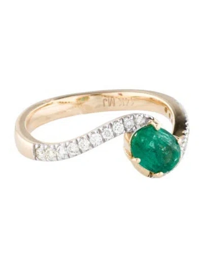 Pre-owned Ring 14k Emerald & Diamond Cocktail  In Multi