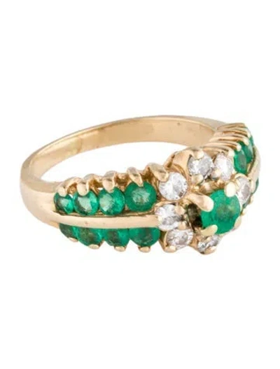 Pre-owned Ring 14k Emerald & Diamond Cocktail  In Multicolor