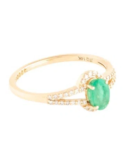 Pre-owned Ring 14k Emerald & Diamond Cocktail  In Multicolor