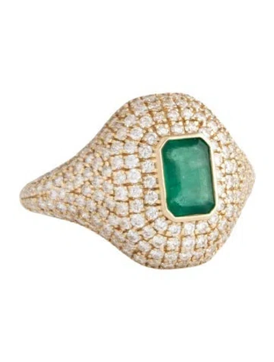 Pre-owned Ring 14k Emerald & Diamond Cocktail  In Multicolor