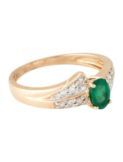 Pre-owned Ring 14k Emerald & Diamond Cocktail  In Multicolor