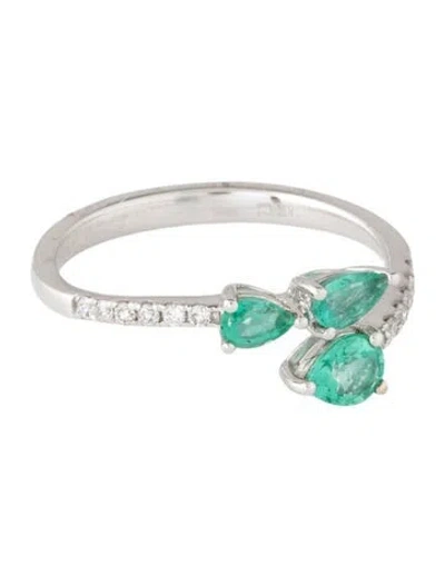 Pre-owned Ring 14k Emerald & Diamond Cocktail  In Multicolor