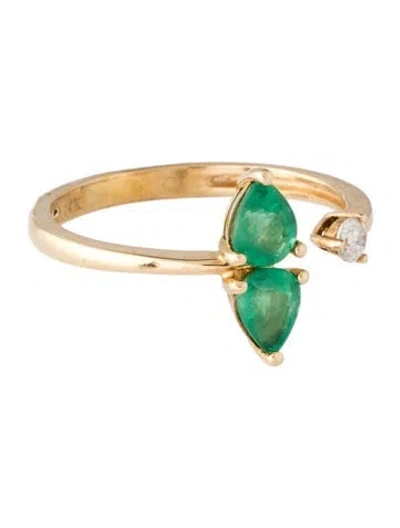 Pre-owned Ring 14k Emerald & Diamond Cocktail  In Multicolor