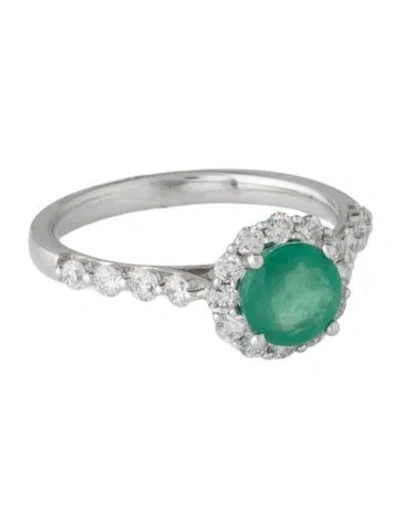 Pre-owned Ring 14k Emerald & Diamond Cocktail  In Multicolor
